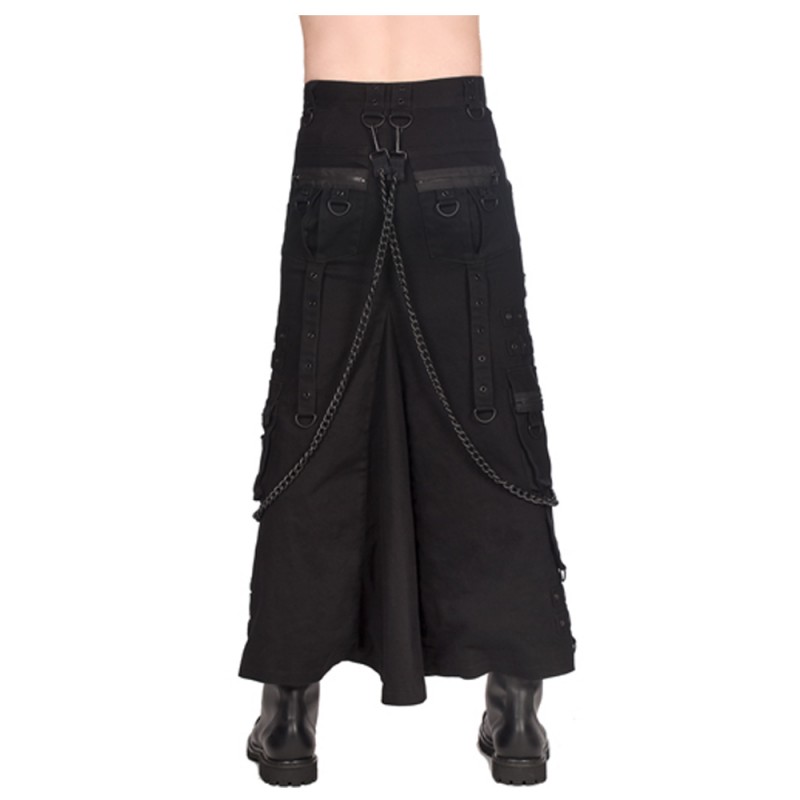 Damen Rock Black Pistol - Chain Denim Skirt 